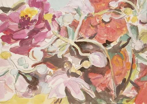 dahlias and japanese anemones